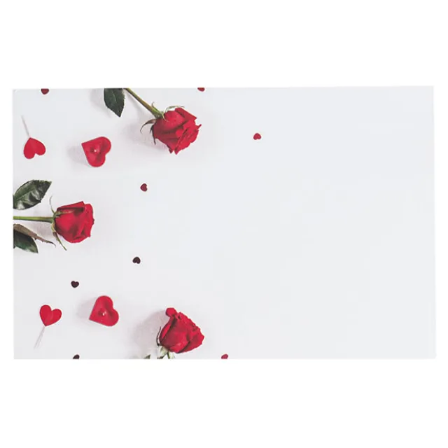 Cards White Roses & Heart Scatter Red (10x6.5cmH) Pk 50