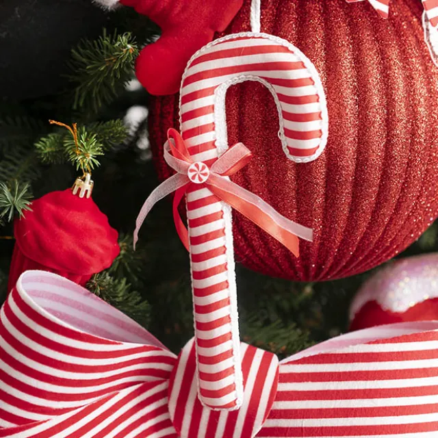 Hanging Striped Candycane Pack 3 Red & White (8x21cmH)
