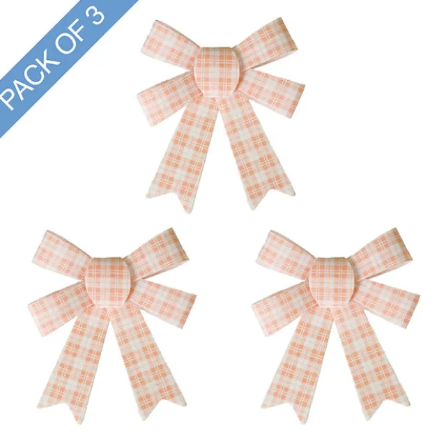 Pre-Made Bow Fabric Top Checkers Just Peachy Pack 3 (9x12cm)