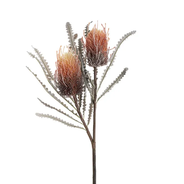 Real Touch Australian Banksia x 2 Head Spray Orange (80cmH)