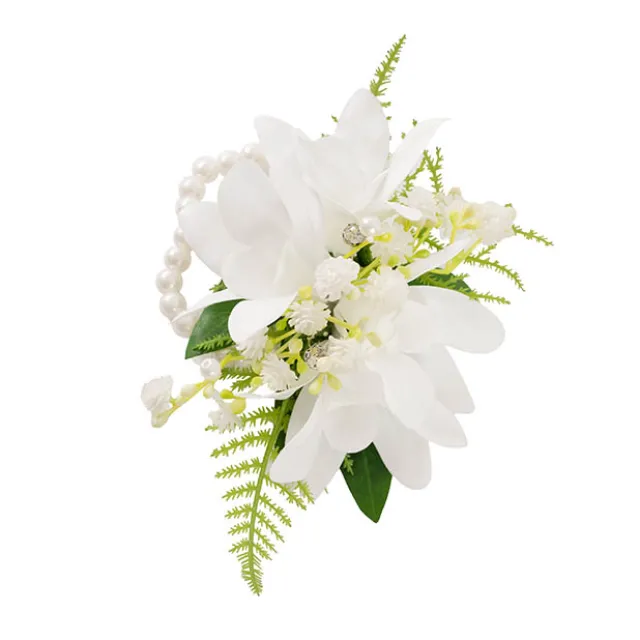 Real Touch Orchid Corsage Bracelet in Box White (12cmH)