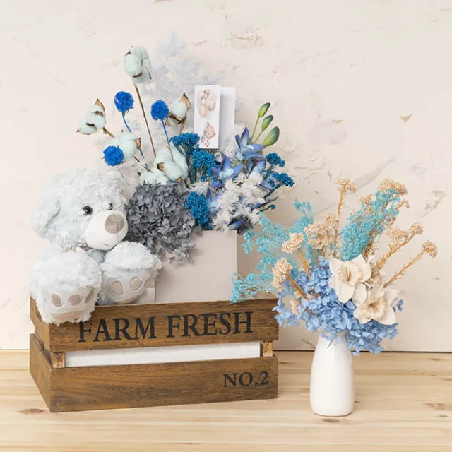 Real Touch Singapore Orchid x5 Flowers Ombre Blue (64cmH)