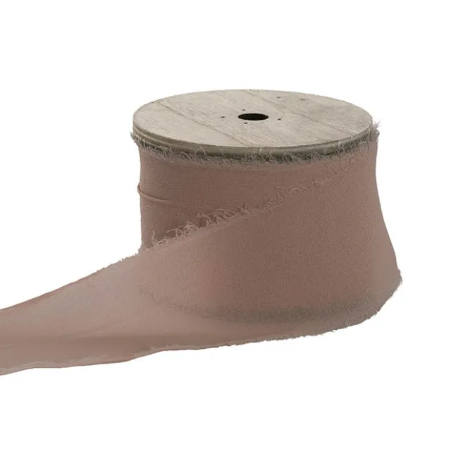 Ribbon Chiffon Frayed Edge Wood Spool Mocha Musk (48mmx20m)