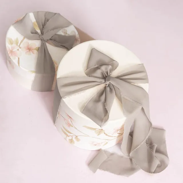 Ribbon Chiffon Frayed Edge Wood Spool Beige (48mmx20m)