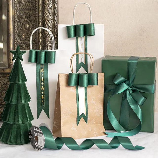 Ribbon Double Face Satin Shimmer Forest Green (38mmx20m)