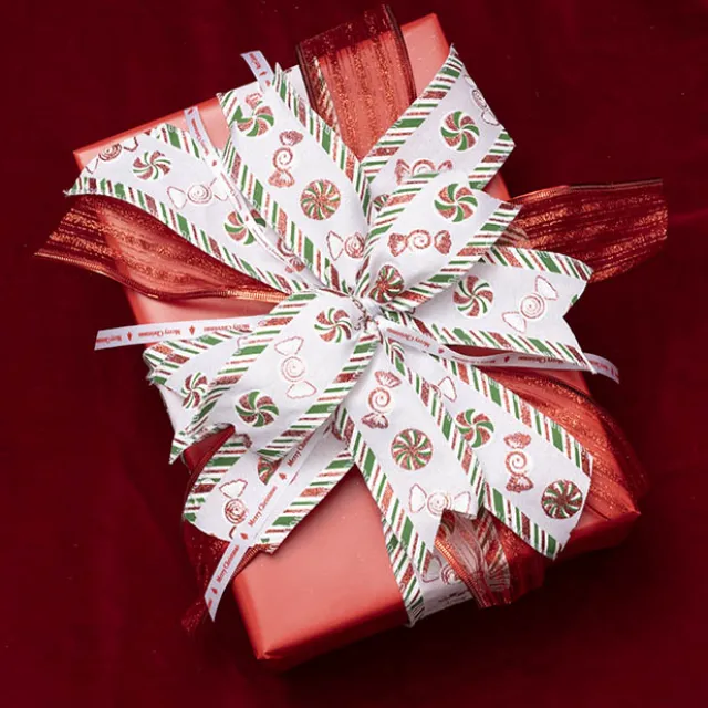Ribbon Linen Christmas Candy Wire Edge White (60mmx20m)