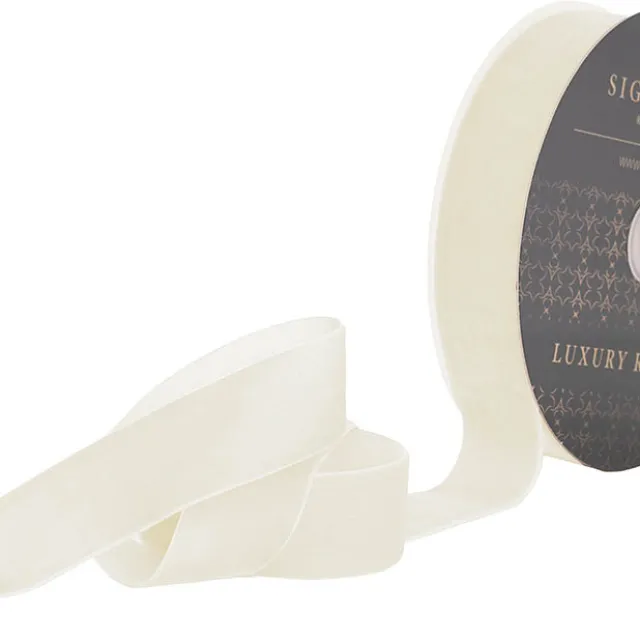Ribbon Premium Plush Velvet Woven Edge White (38mmx20m)