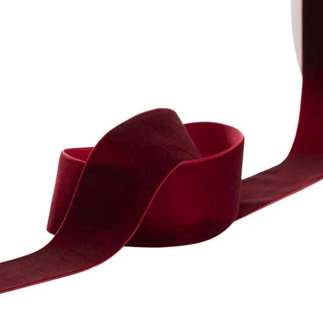Ribbon Premium Plush Velvet Woven Edge Dark Red (50mmx20m)