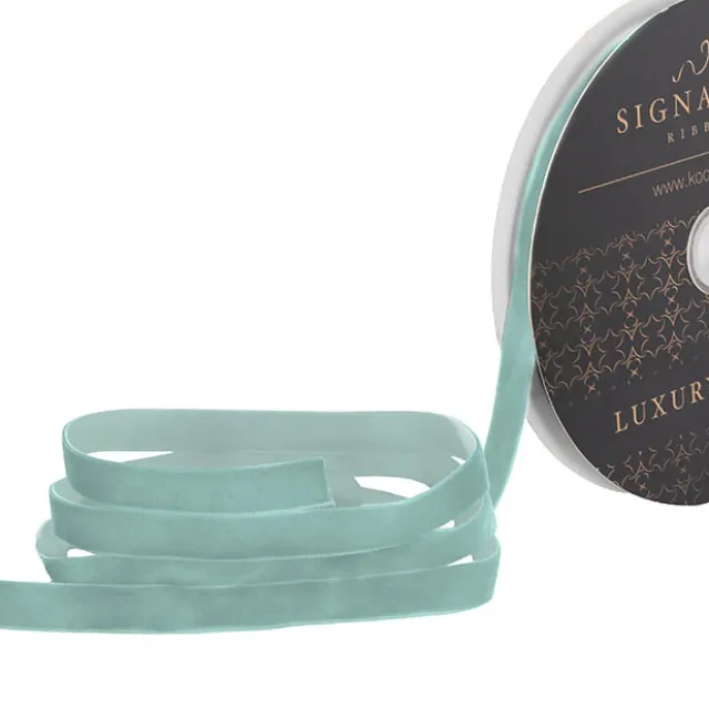 Ribbon Premium Plush Velvet Woven Edge Misty Blue (15mmx20m)