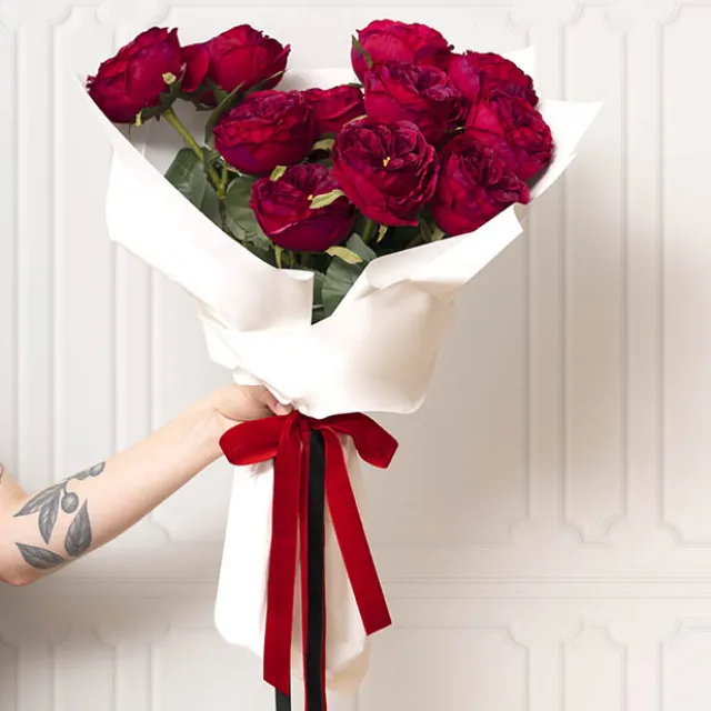 Ribbon Premium Plush Velvet Woven Edge Red (25mmx20m)