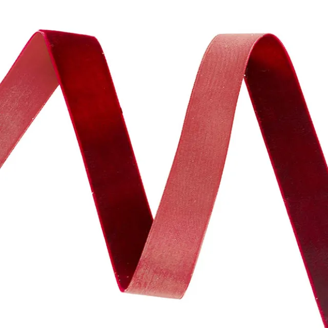 Ribbon Premium Plush Velvet Woven Edge Red (25mmx20m)