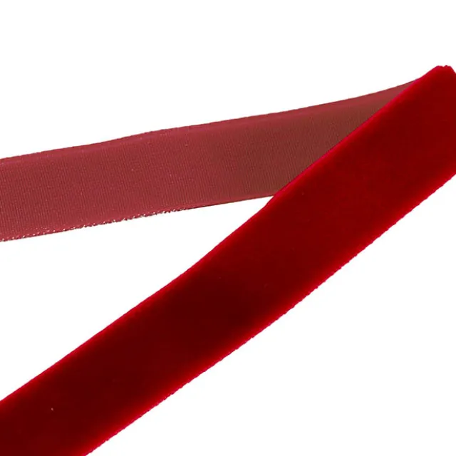 Ribbon Premium Plush Velvet Woven Edge Red (25mmx20m)