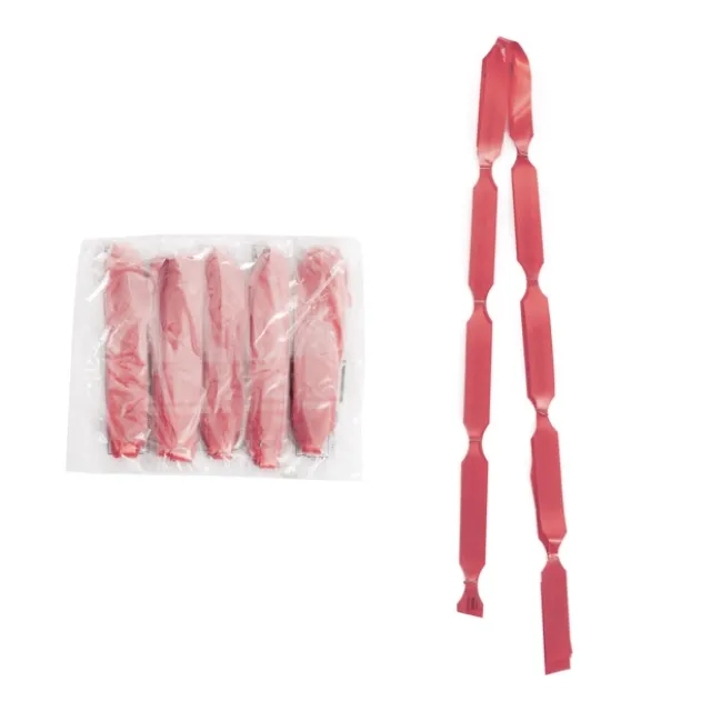 Ribbon Pull Bow Pom Pom Red (18mmx8.75cmD) Pack 5