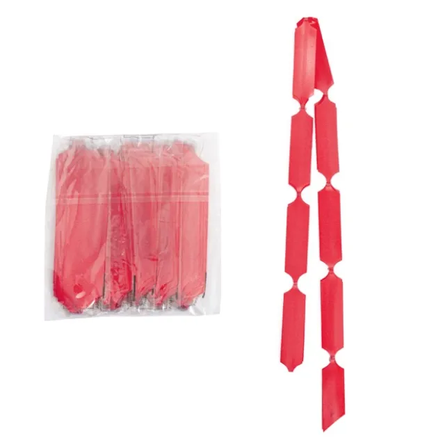 Ribbon Pull Bow Pom Pom Red (32mmx12.5cm) Pack 5