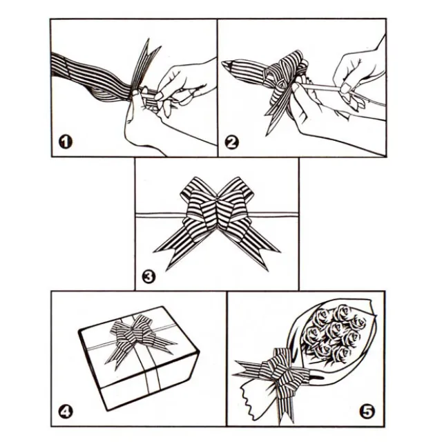 Ribbon Pull Bow White (18mmx53cm) Pack 25