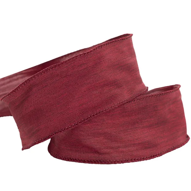 Ribbon Rustic Linen Wire Edge Maroon Red (60mmx20m)