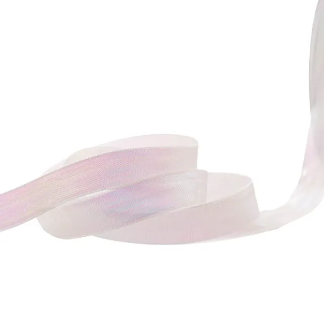 Ribbon Taffeta Iridescent Metallic White (15mmx25m)