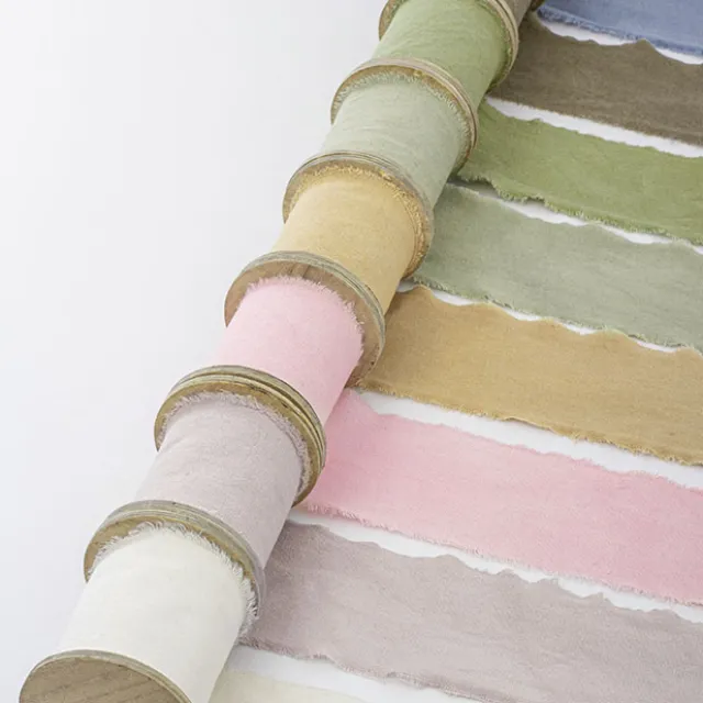 Ribbon with Wooden Spool Calico Green (80mmx5m)