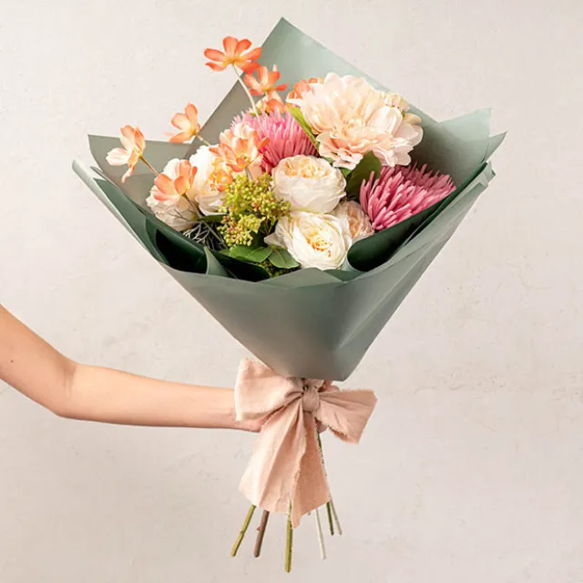 Ribbon with Wooden Spool Calico Beige (80mmx5m)