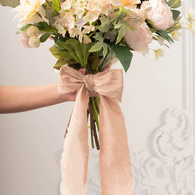 Ribbon with Wooden Spool Calico Beige (80mmx5m)