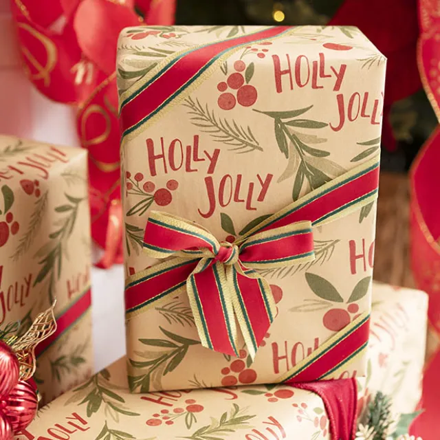 Ribbon Woven Traditional Gold Red Green (15mmx20m)