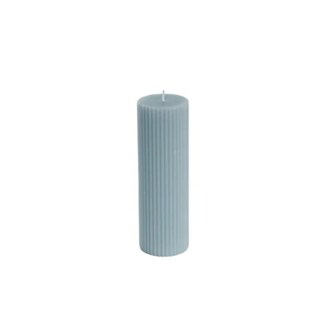 Roman Fluted Pillar Candle French Blue (5x15cmH)