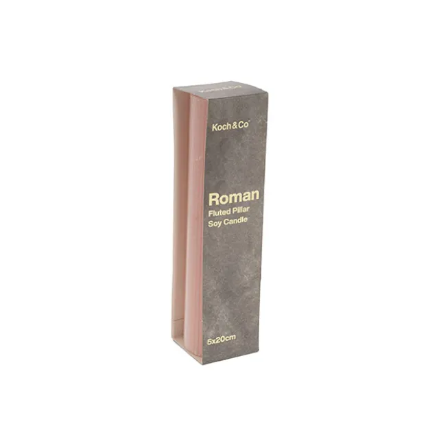 Roman Fluted Pillar Candle Pale Pink (5x20cmH)