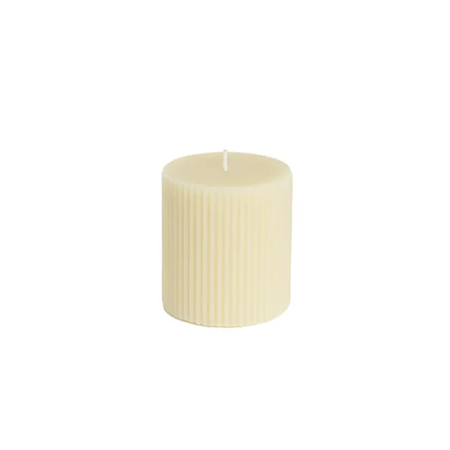 Roman Fluted Pillar Candle Off White (7x7.5cmH)