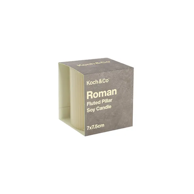 Roman Fluted Pillar Candle Off White (7x7.5cmH)