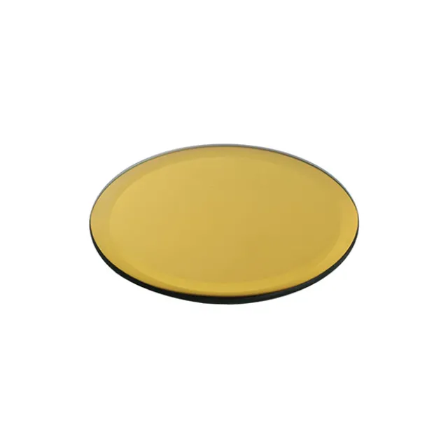 Round Mirror Glass Bevelled Plate Pack 4 Gold (10cmD)