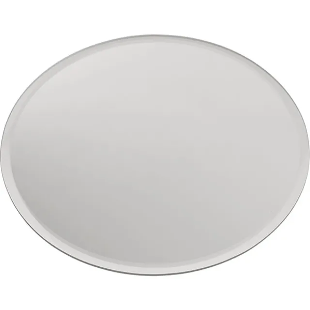 Round Mirror Glass Bevelled Plate Pack 2 Silver (40cmD)