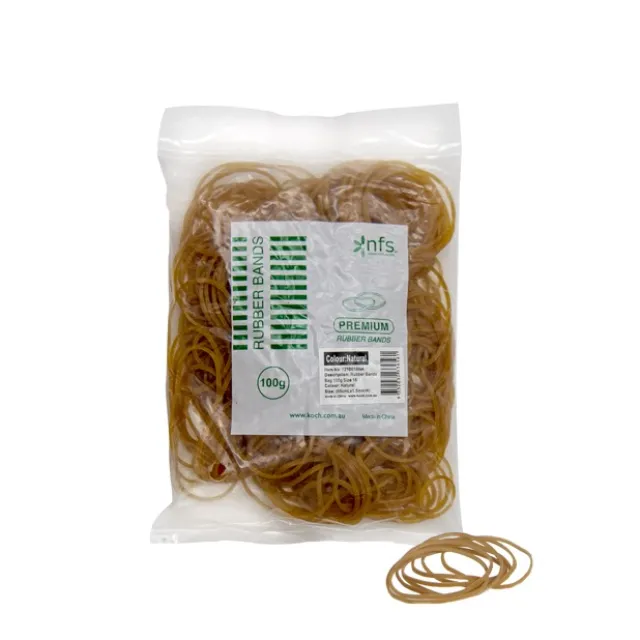 Rubber Bands Natural Bag 100g Size 16 (60mmLx1.5mmW)