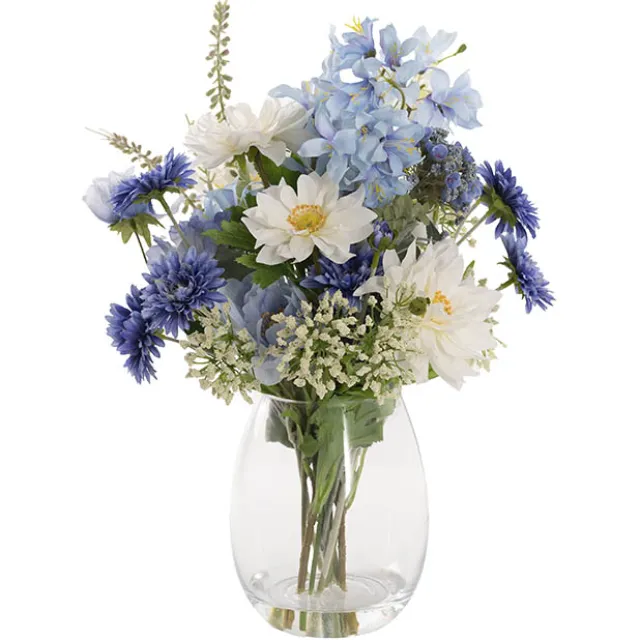 Lana Flower Arrangement w Resin Water Blue (31x50cmH)
