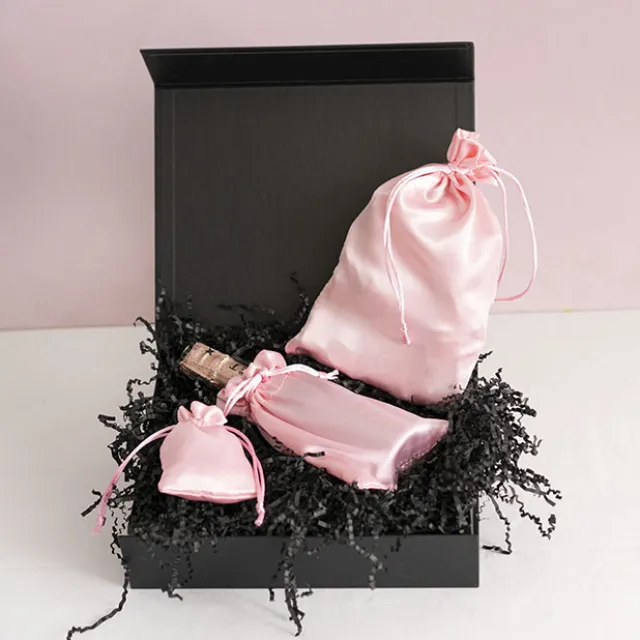 Satin Gift Bag Large Pack 6 Baby Pink (15x24HcmH)