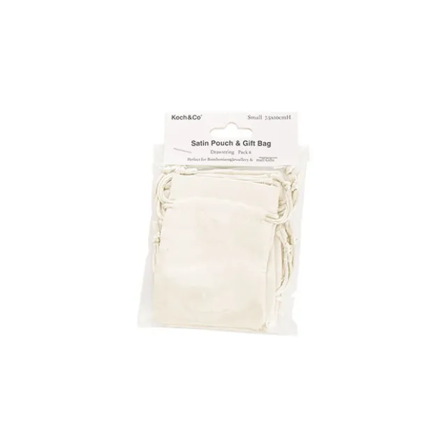Satin Gift Bag Small Pack 6 Ivory (7.5x10HcmH)