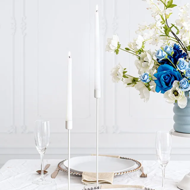 Single Metal Taper Candle Holders White (8.8x35cmH)