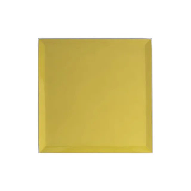 Square Mirror Glass Bevelled Plate Pack 4 Gold (10x10cmH)