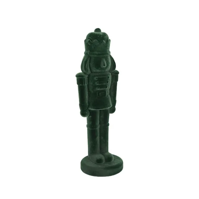 Standing Flocked Nutcracker King Dark Green (52cmH)