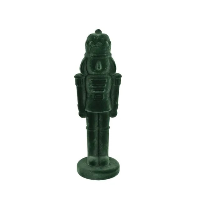 Standing Flocked Nutcracker King Dark Green (52cmH)