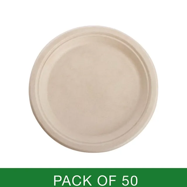 Sugarcane Dinner Plate Natural (23cm) Pack 50