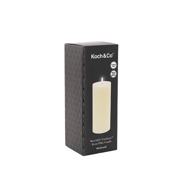 Wax LED Trueflame Event Pillar Candle Ivory (10x25cmH)