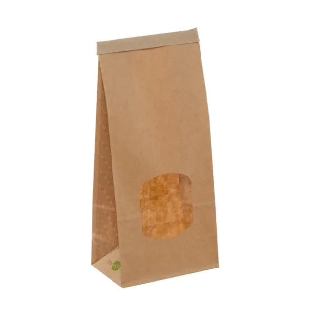Tin Tie Window Bag Medium Natural Kraft (115x72x246mmH)