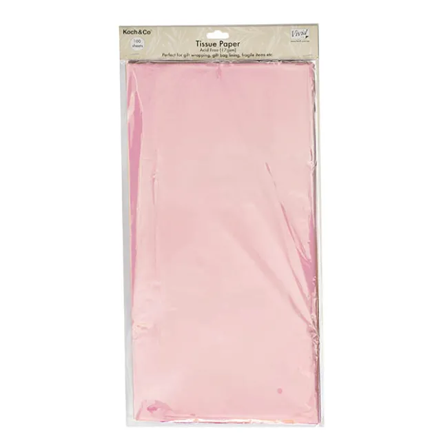 Tissue Paper Pack 100 Acid Free 17gsm Light Pink (50x75cm)