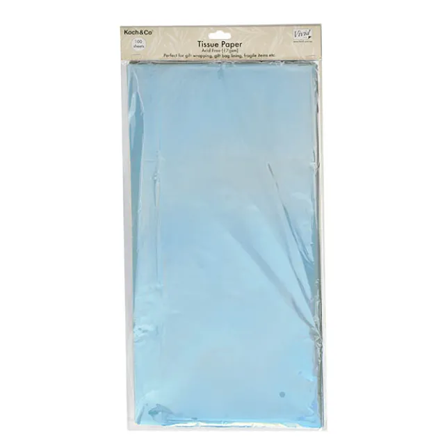Tissue Paper Pack 100 Acid Free 17gsm Light Blue (50x75cm)