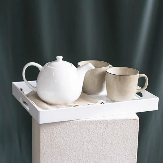 Tray Rectangular w Handles White (40x30x4cmH)