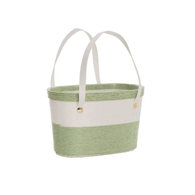 Flower Carry Paper Rope Basket Liner White Sage (18x9x13cmH)