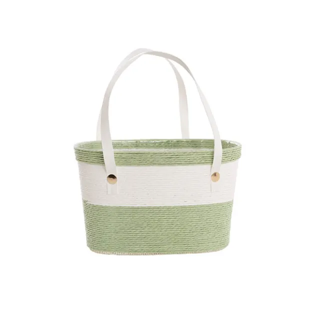 Flower Carry Paper Rope Basket Liner White Sage (18x9x13cmH)