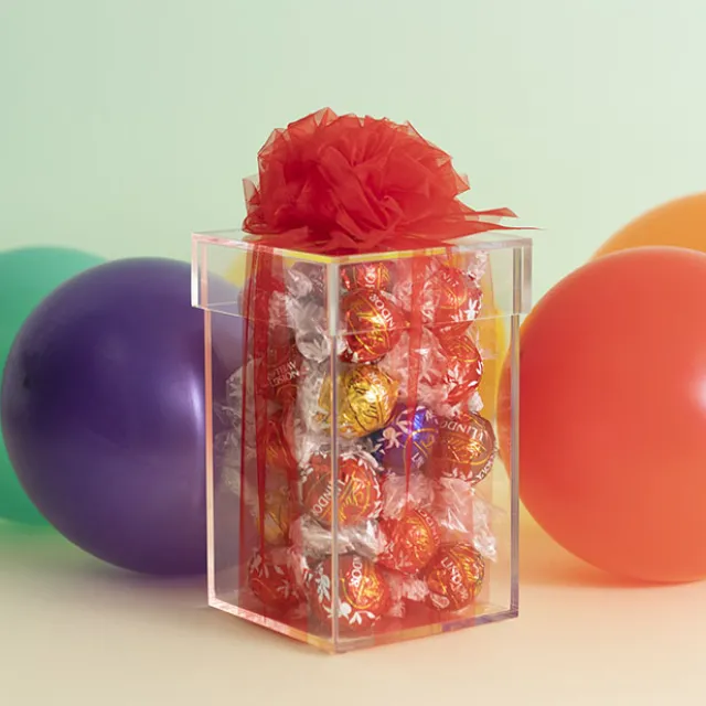 Acrylic Single Rose Head Display Box with Lid (9x9x15cmH)