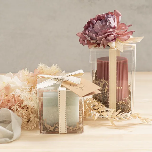 Acrylic Single Rose Head Display Box with Lid (9x9x15cmH)