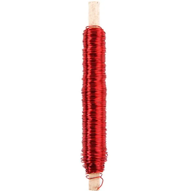 Painted Metallic Wire 0.55mmx50m on Stick 100g Red 23ga